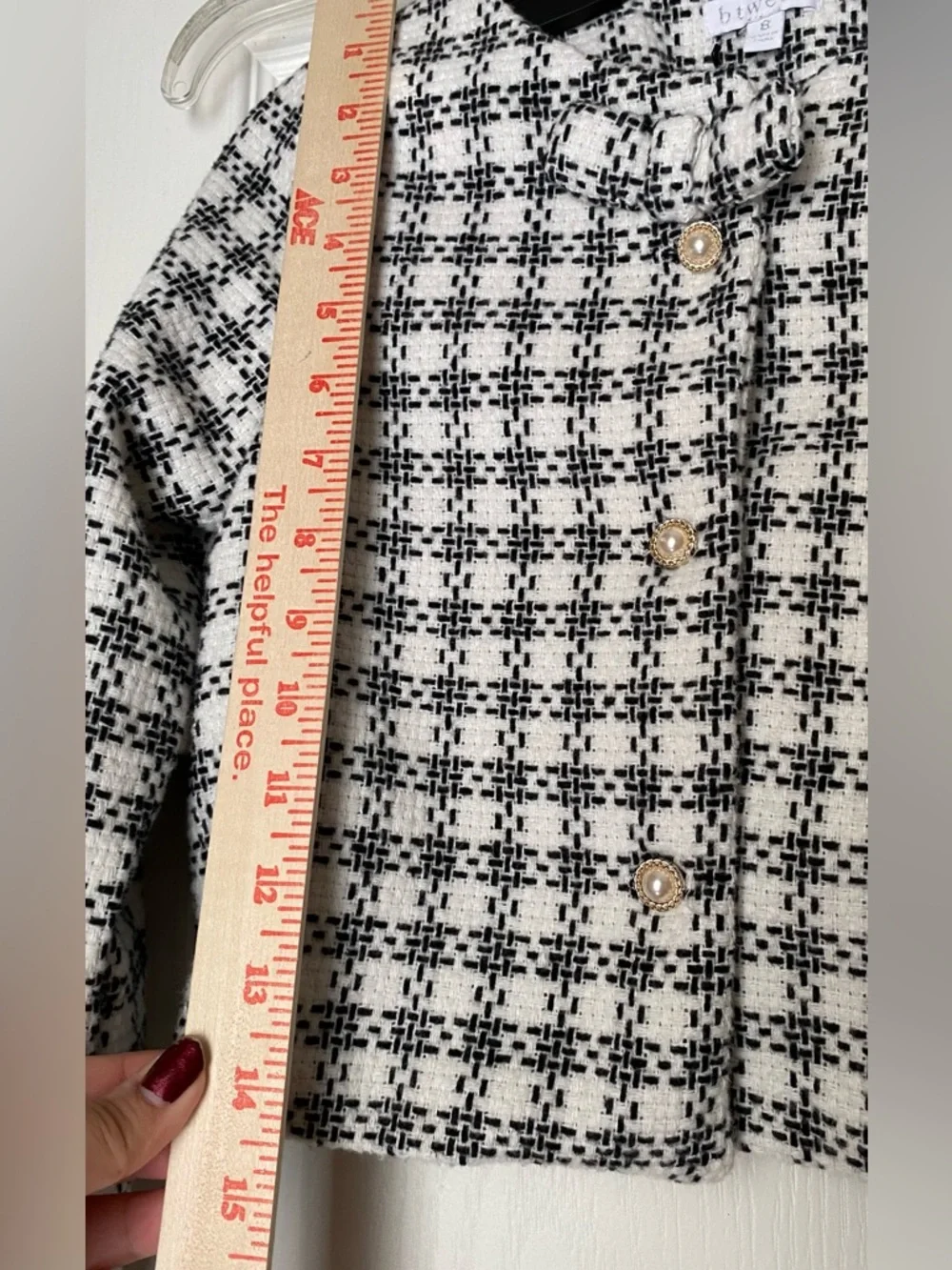btween Black & White Houndstooth Cropped Jacket and skirt. (Set) - Picture 5 of 12